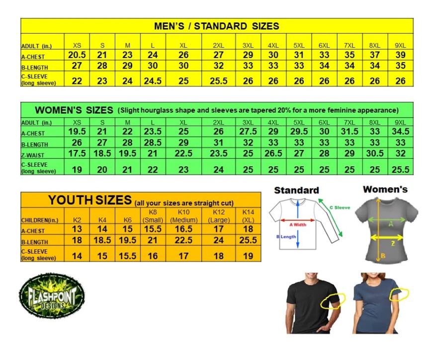 Shirt size chart